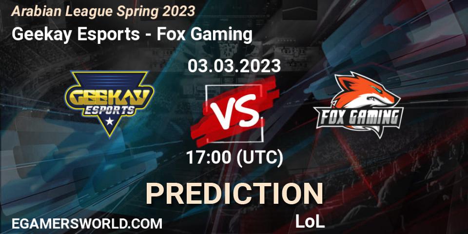 Geekay Esports - Fox Gaming: Maç tahminleri. 10.02.23, LoL, Arabian League Spring 2023