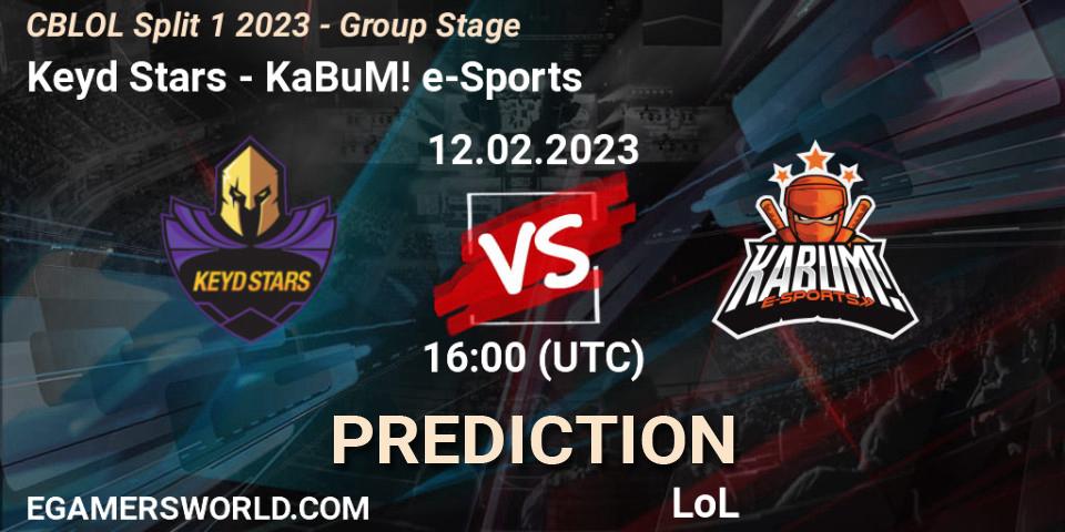 Keyd Stars - KaBuM! e-Sports: Maç tahminleri. 12.02.2023 at 16:00, LoL, CBLOL Split 1 2023 - Group Stage