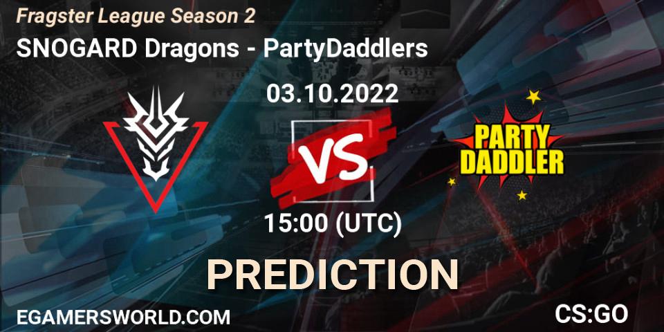 SNOGARD Dragons - PartyDaddlers: Maç tahminleri. 03.10.2022 at 15:00, Counter-Strike (CS2), Fragster League Season 2
