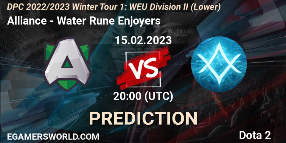 Alliance - Water Rune Enjoyers: Maç tahminleri. 15.02.23, Dota 2, DPC 2022/2023 Winter Tour 1: WEU Division II (Lower)
