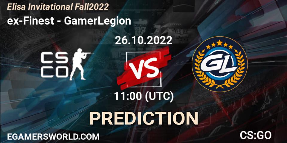 ex-Finest - GamerLegion: Maç tahminleri. 26.10.2022 at 11:00, Counter-Strike (CS2), Elisa Invitational Fall 2022