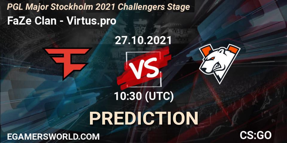 FaZe Clan - Virtus.pro: Maç tahminleri. 27.10.21, CS2 (CS:GO), PGL Major Stockholm 2021 Challengers Stage
