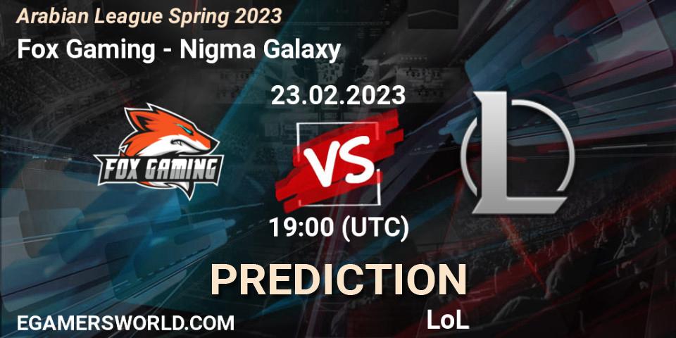 Fox Gaming - Nigma Galaxy MENA: Maç tahminleri. 03.02.2023 at 19:00, LoL, Arabian League Spring 2023
