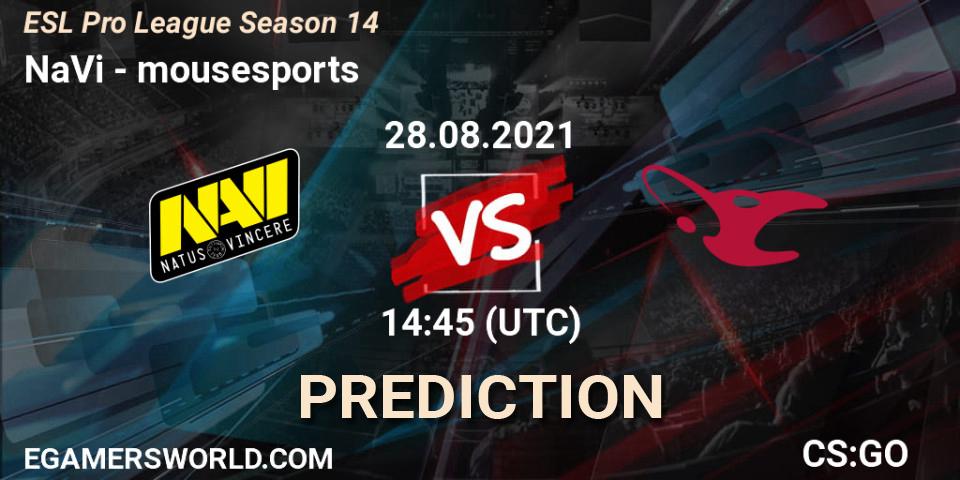 NaVi - mousesports: Maç tahminleri. 28.08.2021 at 16:00, Counter-Strike (CS2), ESL Pro League Season 14