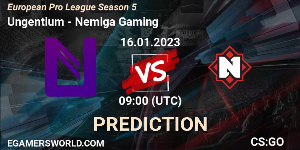 Ungentium - Nemiga Gaming: Maç tahminleri. 16.01.2023 at 09:10, Counter-Strike (CS2), European Pro League Season 5