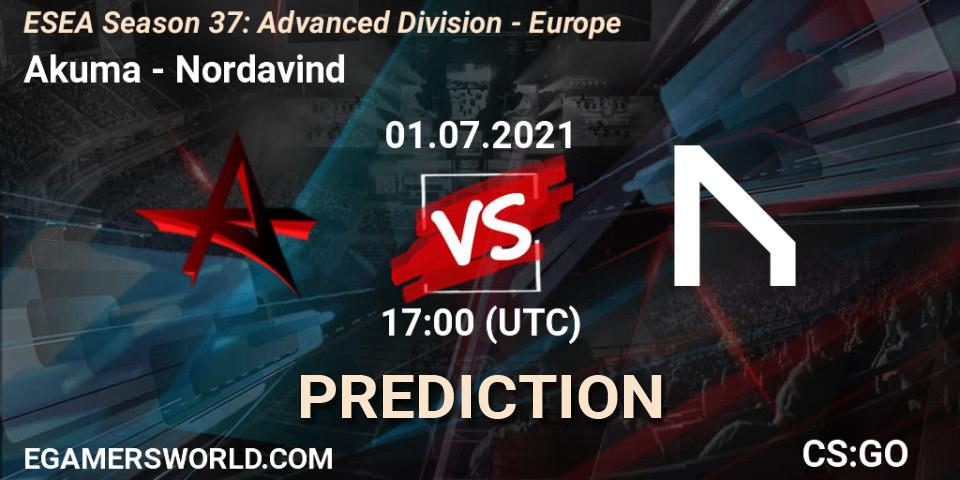 Akuma - Nordavind: Maç tahminleri. 01.07.2021 at 17:00, Counter-Strike (CS2), ESEA Season 37: Advanced Division - Europe