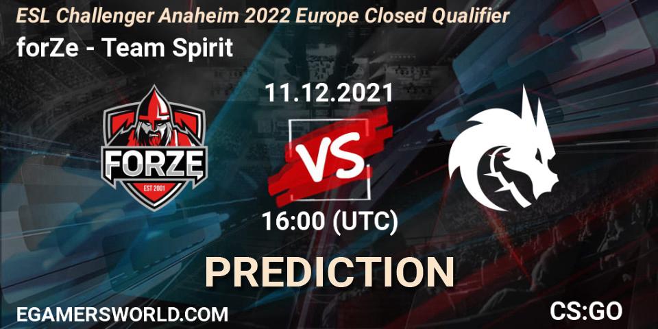 forZe - Team Spirit: Maç tahminleri. 11.12.2021 at 16:00, Counter-Strike (CS2), ESL Challenger Anaheim 2022 Europe Closed Qualifier