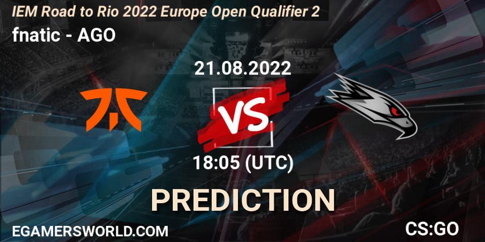fnatic - AGO: Maç tahminleri. 21.08.22, CS2 (CS:GO), IEM Road to Rio 2022 Europe Open Qualifier 2