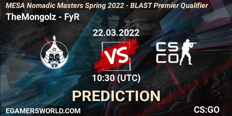 TheMongolz - FyR Esports: Maç tahminleri. 22.03.2022 at 10:30, Counter-Strike (CS2), MESA Nomadic Masters Spring 2022 - BLAST Premier Qualifier
