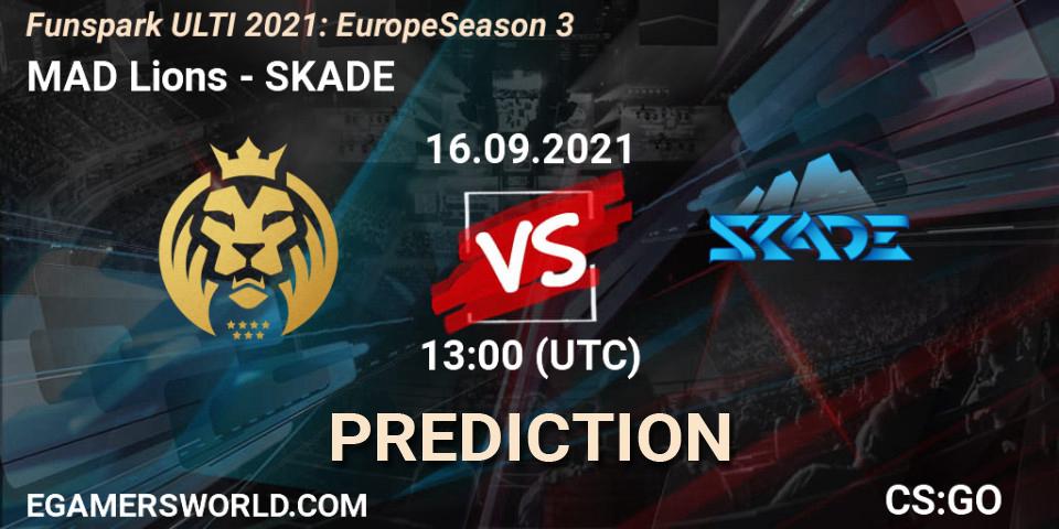 MAD Lions - SKADE: Maç tahminleri. 16.09.2021 at 13:00, Counter-Strike (CS2), Funspark ULTI 2021: Europe Season 3