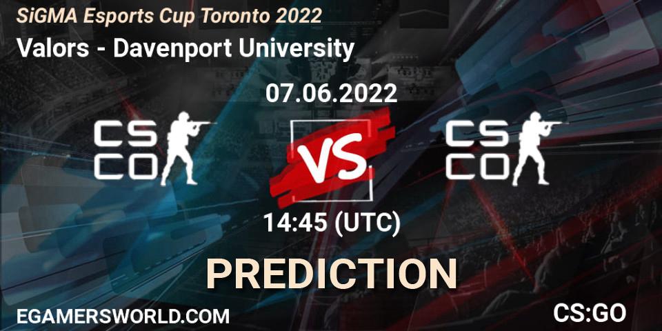 Valors - Davenport University: Maç tahminleri. 07.06.2022 at 14:55, Counter-Strike (CS2), SiGMA Esports Cup Toronto 2022