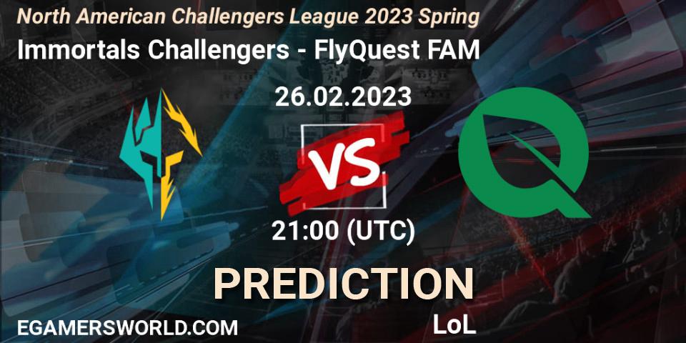 Immortals Challengers - FlyQuest FAM: Maç tahminleri. 26.02.23, LoL, NACL 2023 Spring - Group Stage