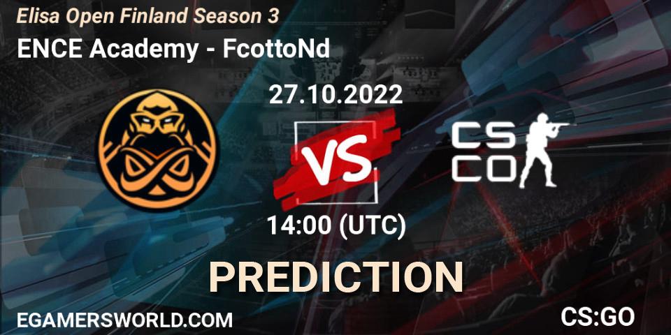 ENCE Academy - FcottoNd: Maç tahminleri. 27.10.2022 at 14:00, Counter-Strike (CS2), Elisa Open Suomi Season 3
