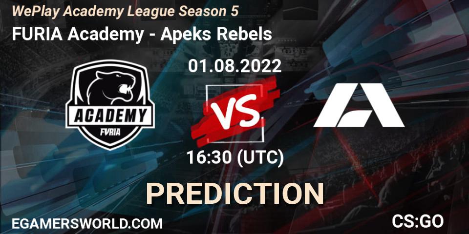 FURIA Academy - Apeks Rebels: Maç tahminleri. 01.08.2022 at 16:25, Counter-Strike (CS2), WePlay Academy League Season 5