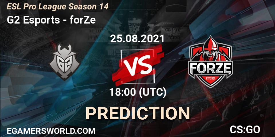G2 Esports - forZe: Maç tahminleri. 25.08.2021 at 20:15, Counter-Strike (CS2), ESL Pro League Season 14