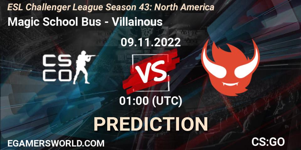 Magic School Bus - Villainous: Maç tahminleri. 09.11.2022 at 01:00, Counter-Strike (CS2), ESL Challenger League Season 43: North America