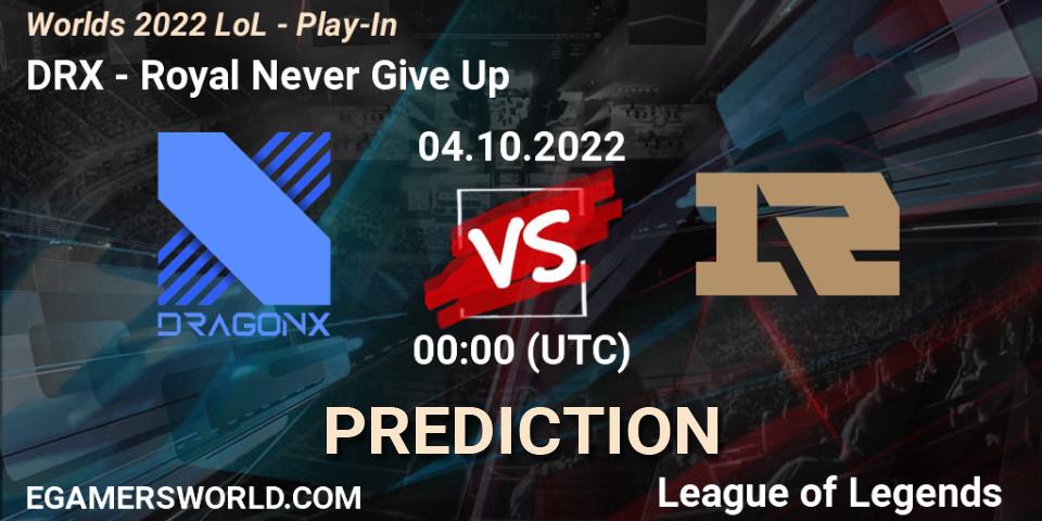 DRX - Royal Never Give Up: Maç tahminleri. 30.09.22, LoL, Worlds 2022 LoL - Play-In