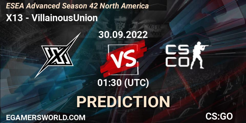 X13 - VillainousUnion: Maç tahminleri. 30.09.2022 at 01:00, Counter-Strike (CS2), ESEA Advanced Season 42 North America