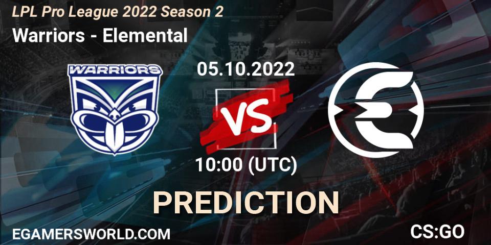 Warriors - Elemental: Maç tahminleri. 05.10.2022 at 10:20, Counter-Strike (CS2), LPL Pro League 2022 Season 2