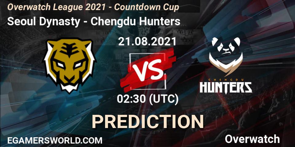 Seoul Dynasty - Chengdu Hunters: Maç tahminleri. 21.08.2021 at 02:30, Overwatch, Overwatch League 2021 - Countdown Cup