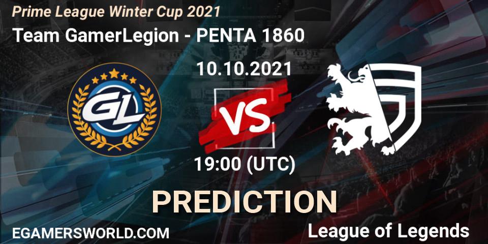 Team GamerLegion - PENTA 1860: Maç tahminleri. 10.10.2021 at 19:00, LoL, Prime League Winter Cup 2021