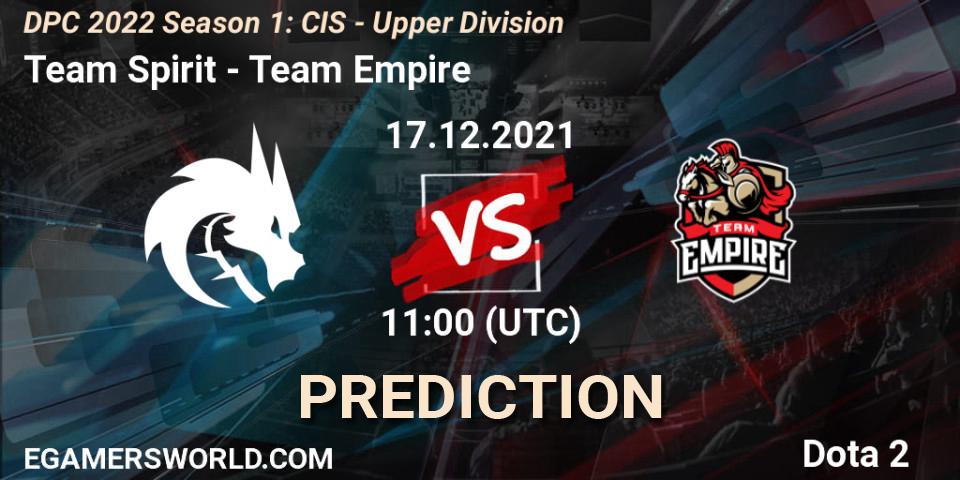 Team Spirit - Team Empire: Maç tahminleri. 17.12.21, Dota 2, DPC 2022 Season 1: CIS - Upper Division