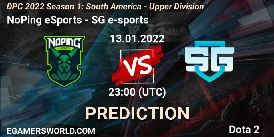 NoPing eSports - SG e-sports: Maç tahminleri. 13.01.2022 at 23:36, Dota 2, DPC 2022 Season 1: South America - Upper Division