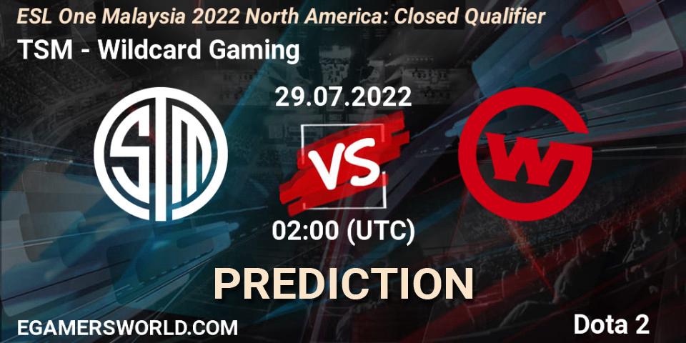 TSM - Wildcard Gaming: Maç tahminleri. 29.07.22, Dota 2, ESL One Malaysia 2022 North America: Closed Qualifier