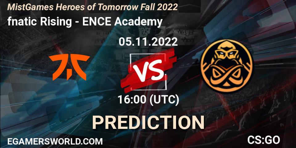 fnatic Rising - ENCE Academy: Maç tahminleri. 05.11.2022 at 16:00, Counter-Strike (CS2), MistGames Heroes of Tomorrow Fall 2022