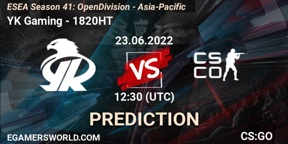 YK Gaming - 1820HT: Maç tahminleri. 23.06.2022 at 12:30, Counter-Strike (CS2), ESEA Season 41: Open Division - Asia-Pacific