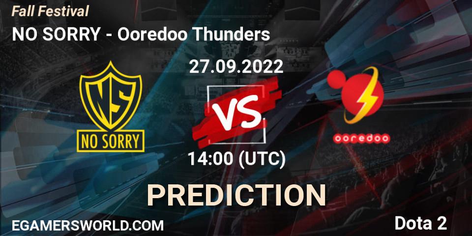 NO SORRY - Ooredoo Thunders: Maç tahminleri. 27.09.2022 at 14:08, Dota 2, Fall Festival