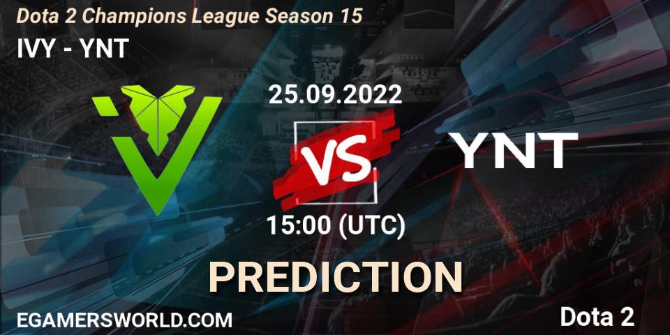IVY - YNT: Maç tahminleri. 25.09.22, Dota 2, Dota 2 Champions League Season 15