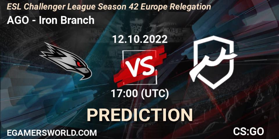 AGO - Iron Branch: Maç tahminleri. 12.10.2022 at 17:00, Counter-Strike (CS2), ESL Challenger League Season 42 Europe Relegation