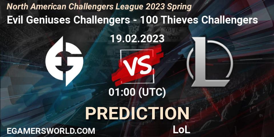 Evil Geniuses Challengers - 100 Thieves Challengers: Maç tahminleri. 19.02.23, LoL, NACL 2023 Spring - Group Stage