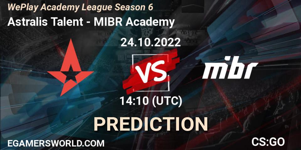 Astralis Talent - MIBR Academy: Maç tahminleri. 24.10.2022 at 14:10, Counter-Strike (CS2), WePlay Academy League Season 6