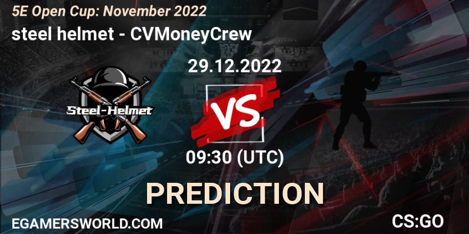 steel helmet - CVMoneyCrew: Maç tahminleri. 29.12.2022 at 07:00, Counter-Strike (CS2), 5E Open Cup: November 2022