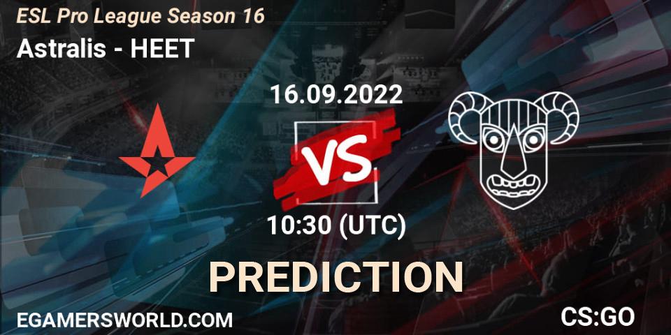 Astralis - HEET: Maç tahminleri. 16.09.2022 at 10:30, Counter-Strike (CS2), ESL Pro League Season 16