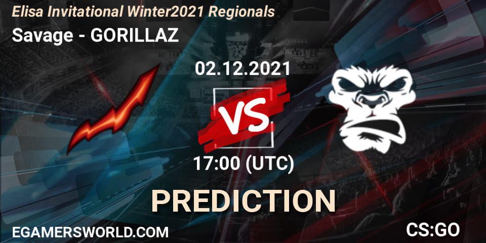 Savage - GORILLAZ: Maç tahminleri. 02.12.2021 at 15:00, Counter-Strike (CS2), Elisa Invitational Winter 2021 Regionals