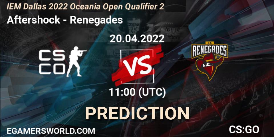 Aftershock - Renegades: Maç tahminleri. 20.04.22, CS2 (CS:GO), IEM Dallas 2022 Oceania Open Qualifier 2