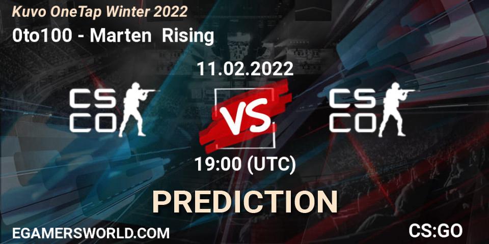 0to100 - Marten Rising: Maç tahminleri. 11.02.2022 at 20:45, Counter-Strike (CS2), Kuvo OneTap Winter 2022