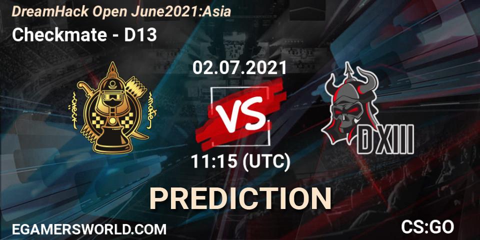 Checkmate - D13: Maç tahminleri. 02.07.2021 at 11:15, Counter-Strike (CS2), DreamHack Open June 2021: Asia