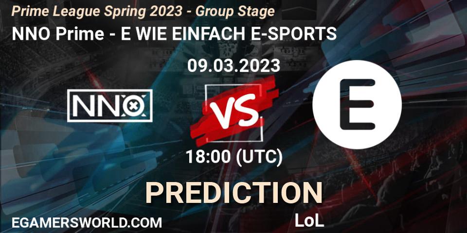 NNO Prime - E WIE EINFACH E-SPORTS: Maç tahminleri. 09.03.2023 at 18:00, LoL, Prime League Spring 2023 - Group Stage