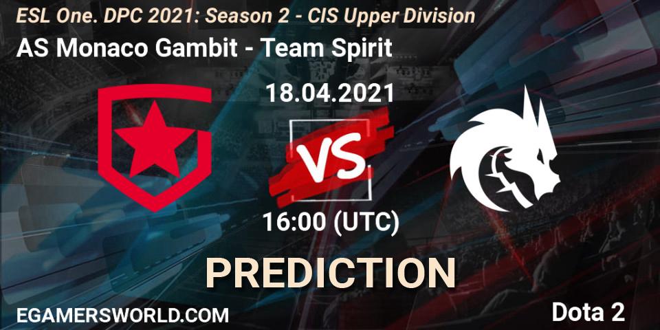 AS Monaco Gambit - Team Spirit: Maç tahminleri. 18.04.21, Dota 2, ESL One. DPC 2021: Season 2 - CIS Upper Division