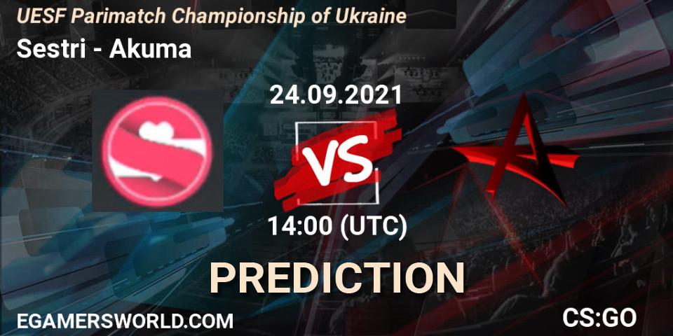 Sestri - Akuma: Maç tahminleri. 24.09.2021 at 14:00, Counter-Strike (CS2), UESF Parimatch Championship of Ukraine