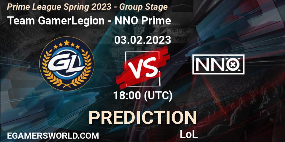 Team GamerLegion - NNO Prime: Maç tahminleri. 03.02.2023 at 20:00, LoL, Prime League Spring 2023 - Group Stage