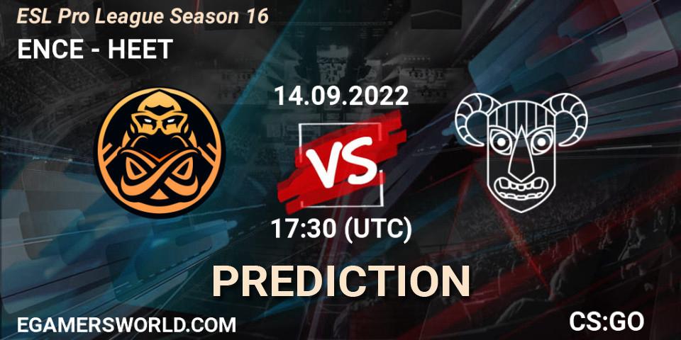 ENCE - HEET: Maç tahminleri. 14.09.2022 at 18:30, Counter-Strike (CS2), ESL Pro League Season 16
