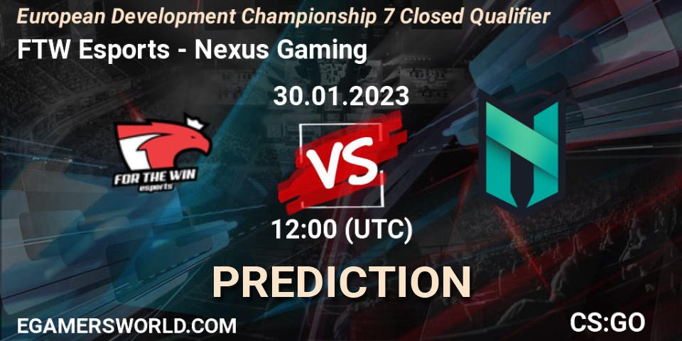 FTW Esports - Nexus Gaming: Maç tahminleri. 30.01.23, CS2 (CS:GO), European Development Championship 7 Closed Qualifier