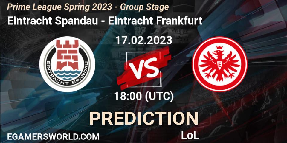 Eintracht Spandau - Eintracht Frankfurt: Maç tahminleri. 17.02.2023 at 18:00, LoL, Prime League Spring 2023 - Group Stage