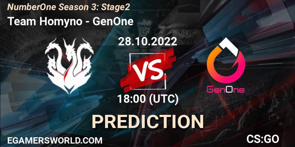 Team Homyno - GenOne: Maç tahminleri. 01.11.2022 at 19:00, Counter-Strike (CS2), NumberOne Season 3: Stage 2