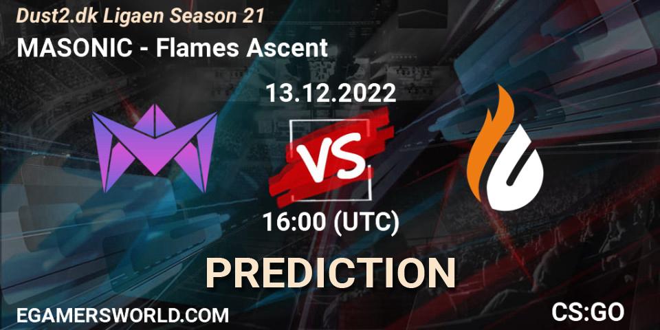 MASONIC - Flames Ascent: Maç tahminleri. 13.12.2022 at 15:20, Counter-Strike (CS2), Dust2.dk Ligaen Season 21